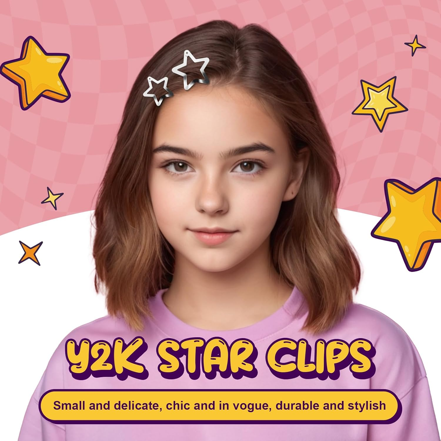 JASVERLIN 50 Pcs Metal Star Hair Clips Silver, Rave Y2K Accessories for Women Girls Teens, Small Cute Fashion Kawaii Snap Hair Pin Barrettes for Festival Concert 1.22" and 1.61"