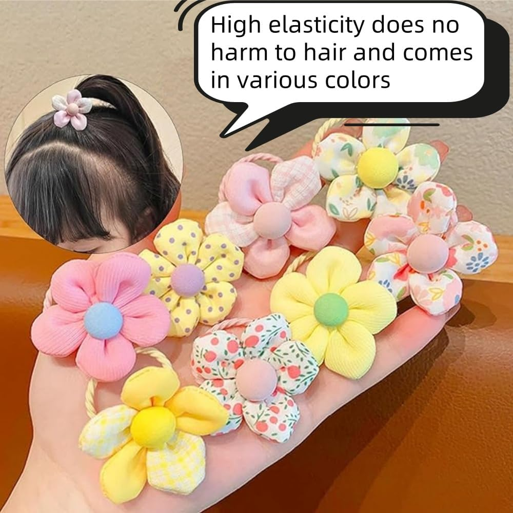 Hairbands 20Pcs Flower Hairbands Cute Elastic Ponytails Damage-Free Toddler Hair Accessories Tie Flowers image number 1