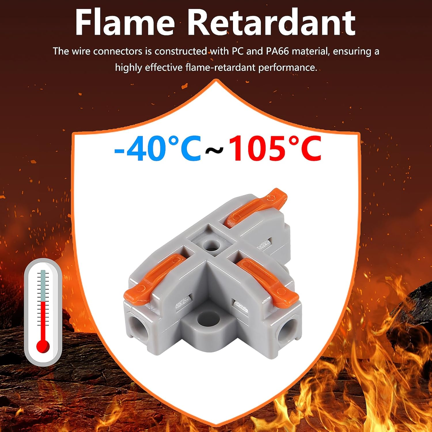 QCCAN 50PCS Lever Wire Connectors, T Shape Quick Wire Connectors, Electrical Lever Nuts Wire Connectors Push-In Connectors image number 4
