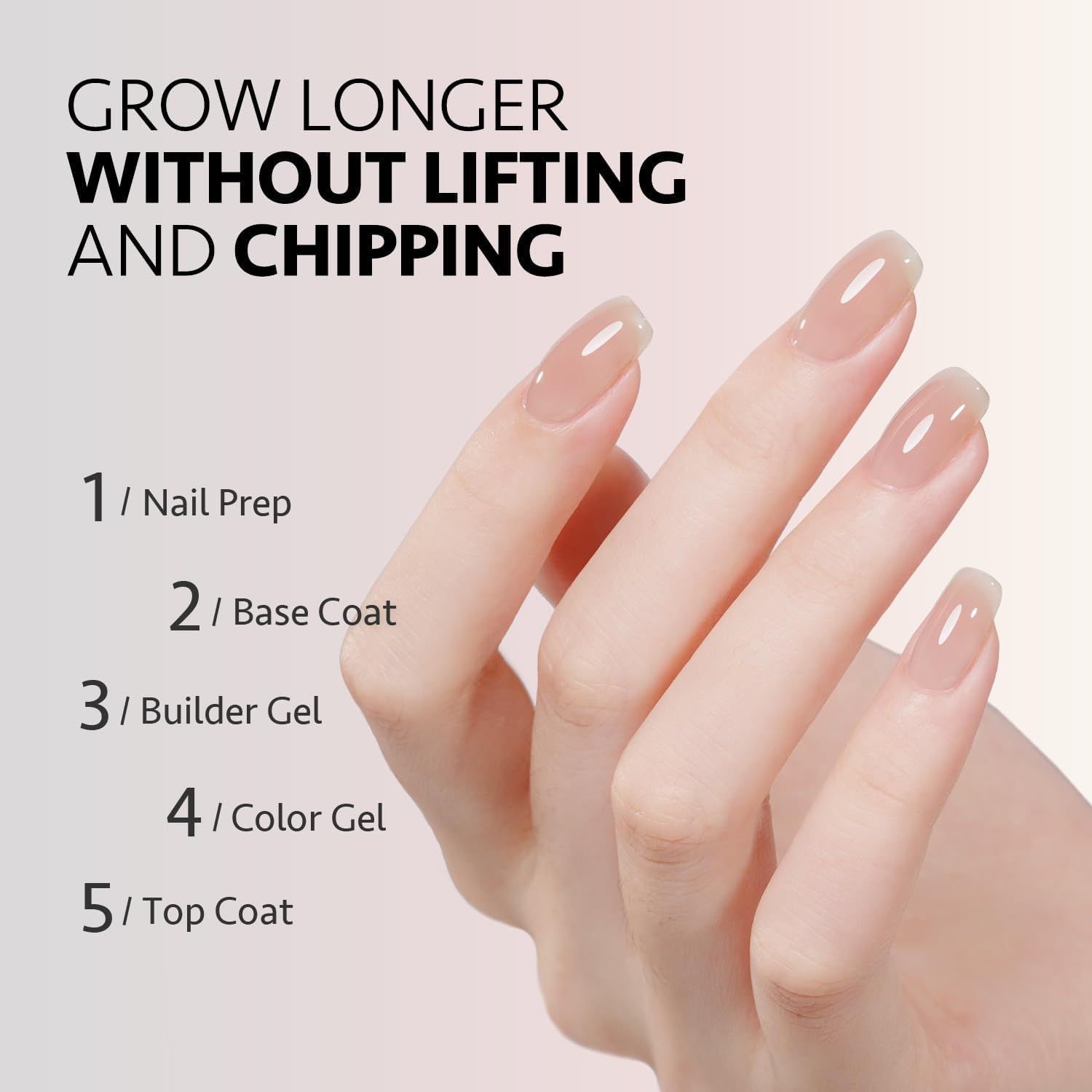 GAOY 6 Colors Builder Gel Set for Nails, Milky White Pink Nude Sheer Jelly Nail Strengthener, Soak off Nail Extension Hard Gel, Yummy Jelly, Base Coat Top Coat Needed image number 3