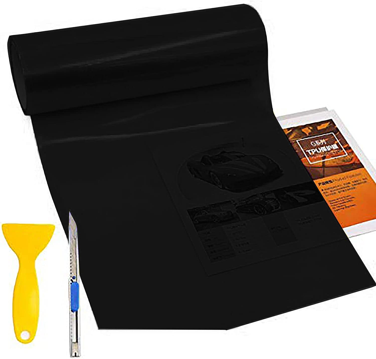 KOMAS 12" X 48" Tint Vinyl Film Sticker Sheet Roll for Car Tail Lights (Matt Black)