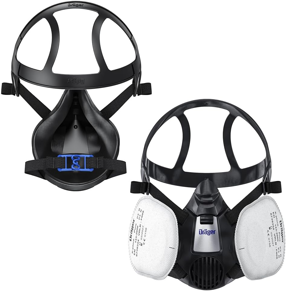 Dr&auml;ger X-Plore&reg; 3500 Half Mask Respirator Set with 2 Reusable Pure P3 Filter Cartridges for Construction Work and DIY, AS/NZS Certified, Size M
