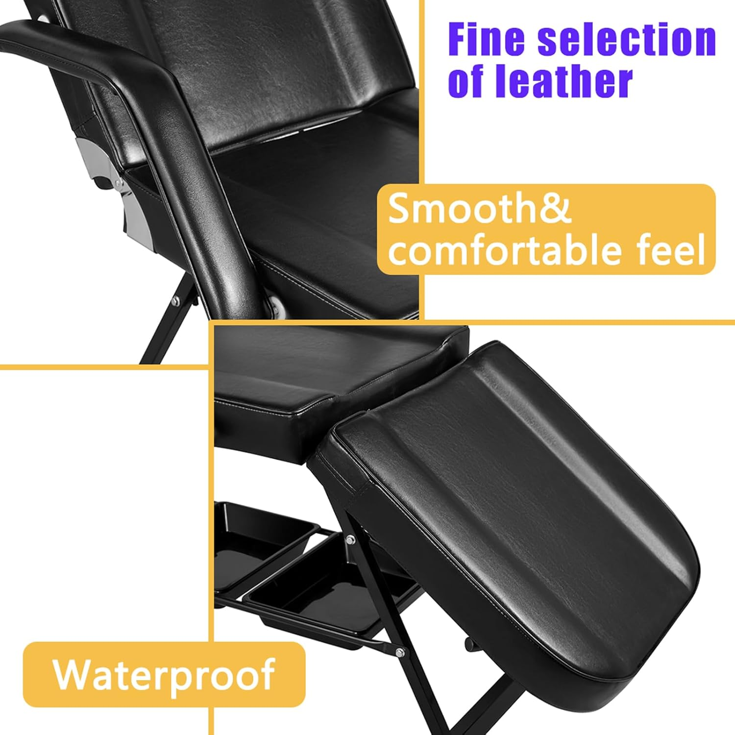 Versatile Multi-Functional Beauty Bed: MAX 185CM Portable 3 Folding Massage Table with Chair for Salon and Home Therapy Sessions (White)