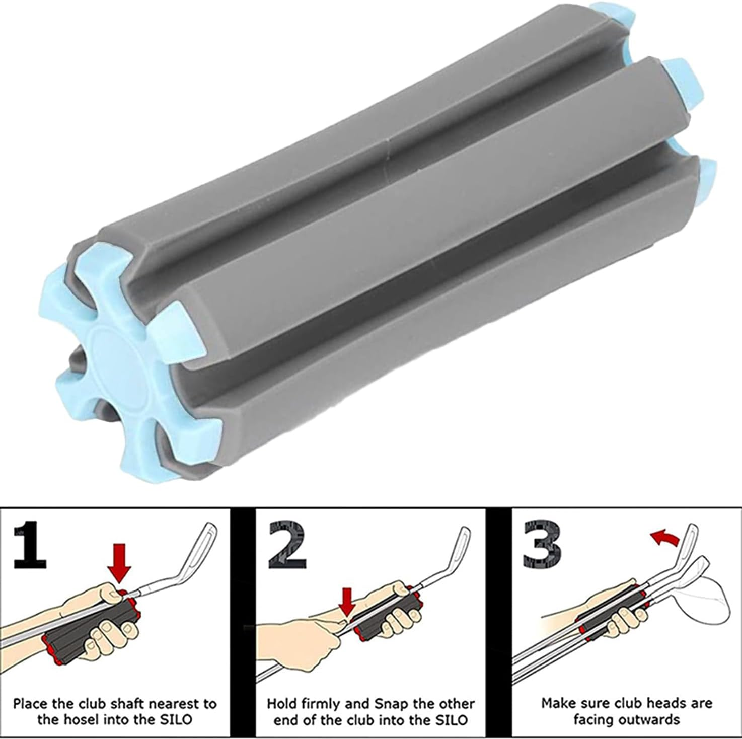 WADY Golf Club Carrier, Portable Golf Club Retainer, Golf Club Retainer Fixed Support Fixed Clip Holder Holds up to 6 Clubs, Golf Club Divider for Carrying - Gra+Blue image number 2