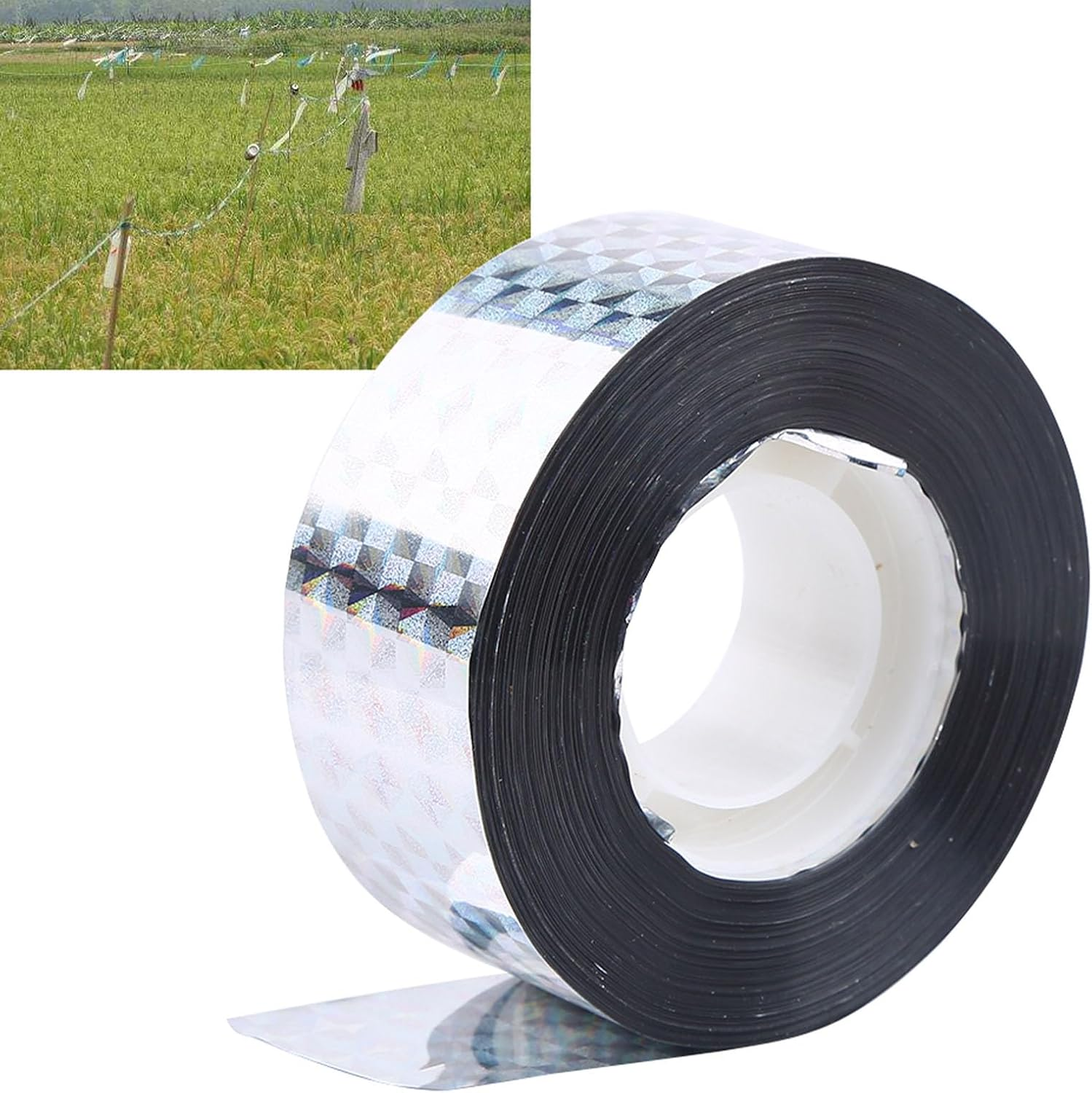 Bird Deterrent Tape Audible Visual Flash Reflective Pigeon Woodpeckers Holographic Bird Scare Ribbon Ribbon 90M image number 6