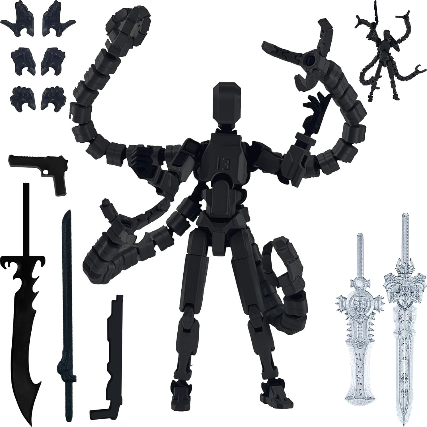 Assembly Completed T13 Action Figure,Dummy 13 T 13 Action Figure Multi-Jointed Movable,Ultimate Desktop Decor for Lovers T-13 Movability 3D Printed Toys (Black) image number 3