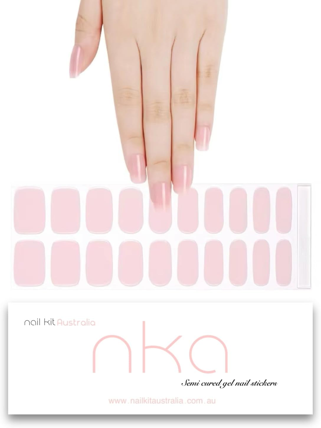 NKA Semi-Cured Gel Nail Strips Kit &ndash; 20 Strips in 10 Sizes &ndash; Quick & Easy Application &ndash; Cures in 60 Seconds &ndash; Includes Mini File, Cuticle Stick & Prep Pads &ndash; Long-Lasting, Pink Silk image number 3