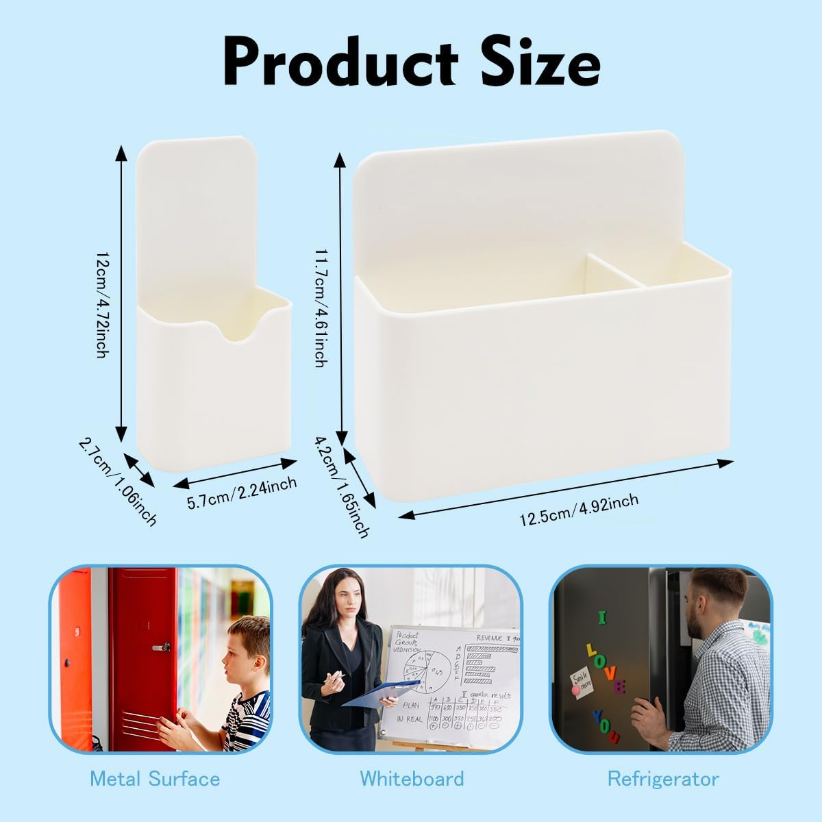 3Pcs Magnetic Pen Marker Holders, FHDUSRYO Dry Erase Marker Magnetic Cup Holder Organizer with Removable Block, Home Office Supplies for Whiteboard Refrigerator Locker image number 1