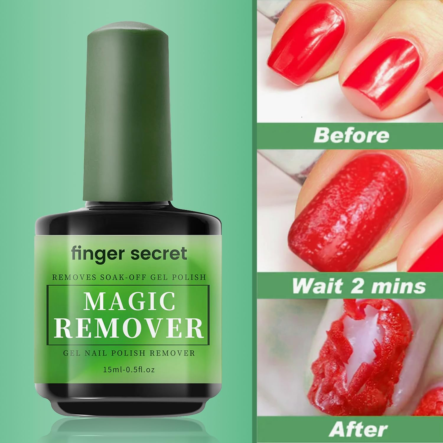 Gel Nail Polish Remover Kit, Fast Efficient Gel Polish Remover for Tough Gel, No Damage to Nails Remove Soak off Nail Gel Polish Portable Magic Remover -0.5Oz image number 2