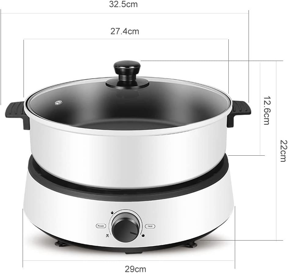 Electric Dual-Sided Shabu Shabu Hot Pot with Divider, 4L Double Flavor Non-Stick Hot Pot with Multi-Power Control, Electric Cooker with Glass Lid for Party, Family Gathering image number 1