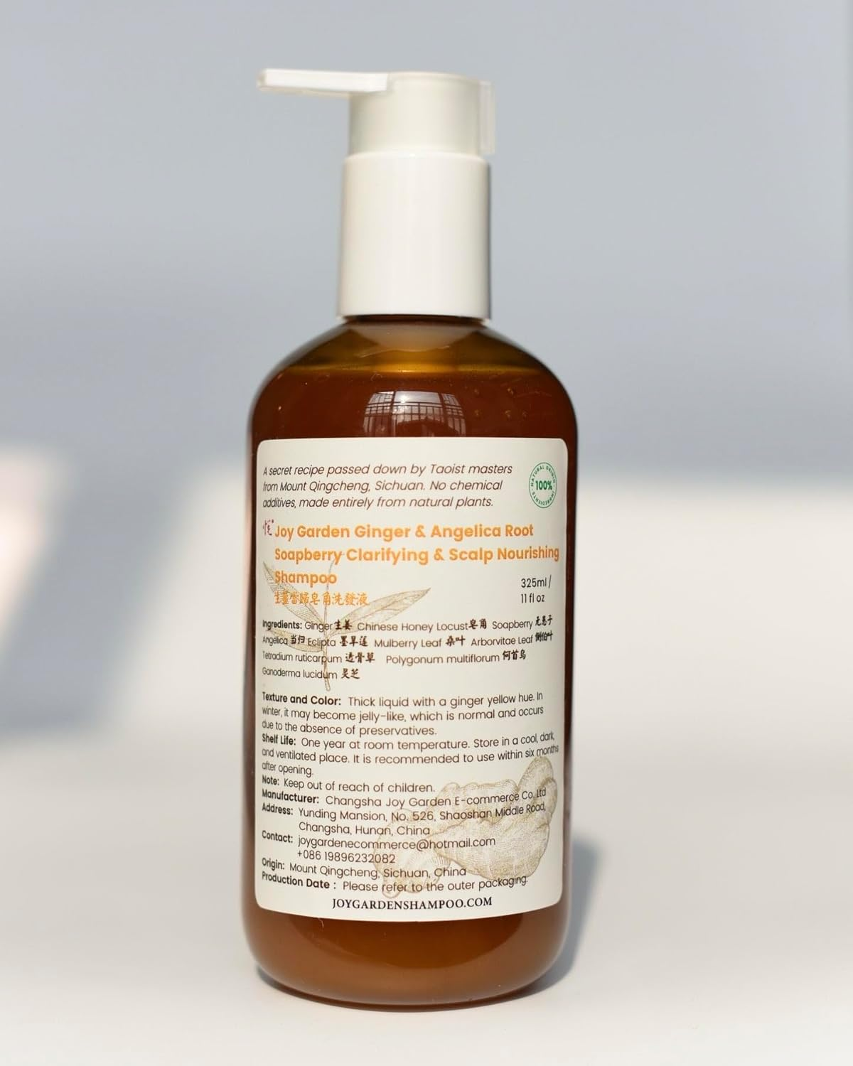 Joy Garden Ginger & Angelica Root Soapberry Soap Pod Herbal Shampoo Chinese Honey Locust Zao Jiao Gentle Herbal Shampoo TCM Shampoo 325Ml Vegan Oil-Control Clarifying and Nourishing Scalp Help Hair Voluminous image number 5