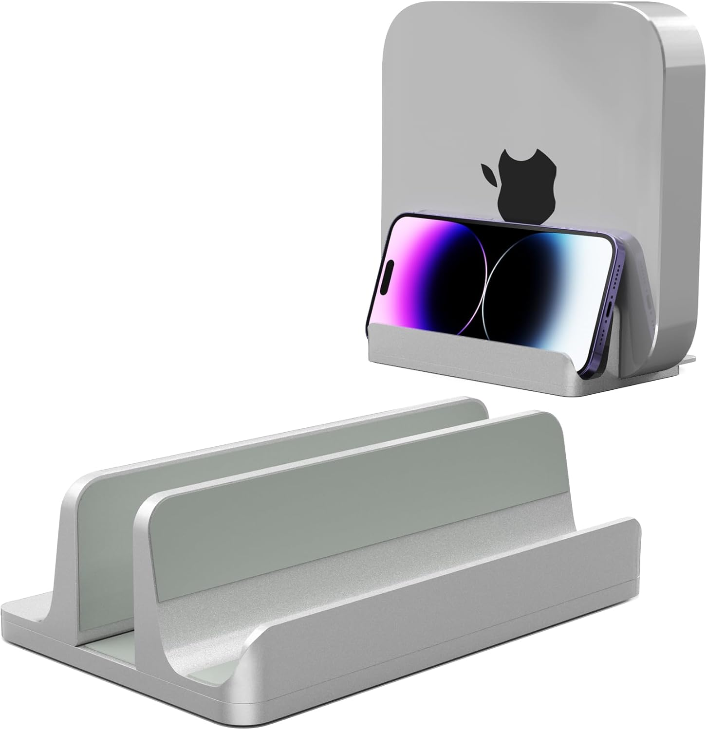 PHOCAR Vertical Laptop Stand, 2-In-1 Design for Laptop and Cellphone, Laptop Vertical Holder for Desk, Gaming Laptop Base, Cell Phone Holder Compatible with Macbook Air Pro, Ipad Mini Pro Air, Iphone, HP, Dell, Surface, Chromebook image number 1