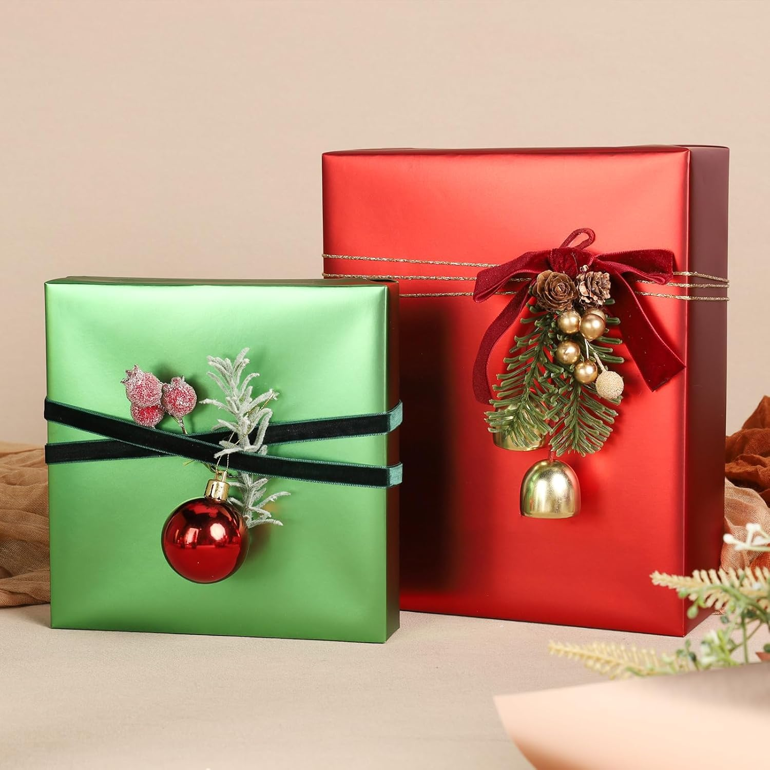 WRAPLA Red Wrapping Paper, Solid Color Matte Metal Gift Paper Roll - 43Cm X 12M Perfect for Wedding, Birthday, Baby Shower(17Inch X 40Feet) image number 7