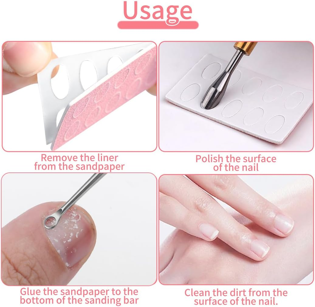 ZORVYN 1 X Stainless Steel Nail Driver and Manicure Sticks with 100 X Sandpaper, Cuticle Spoon Pusher, Dead Skin Fork Remover for Manicure, Pedicure and Nail Art image number 4