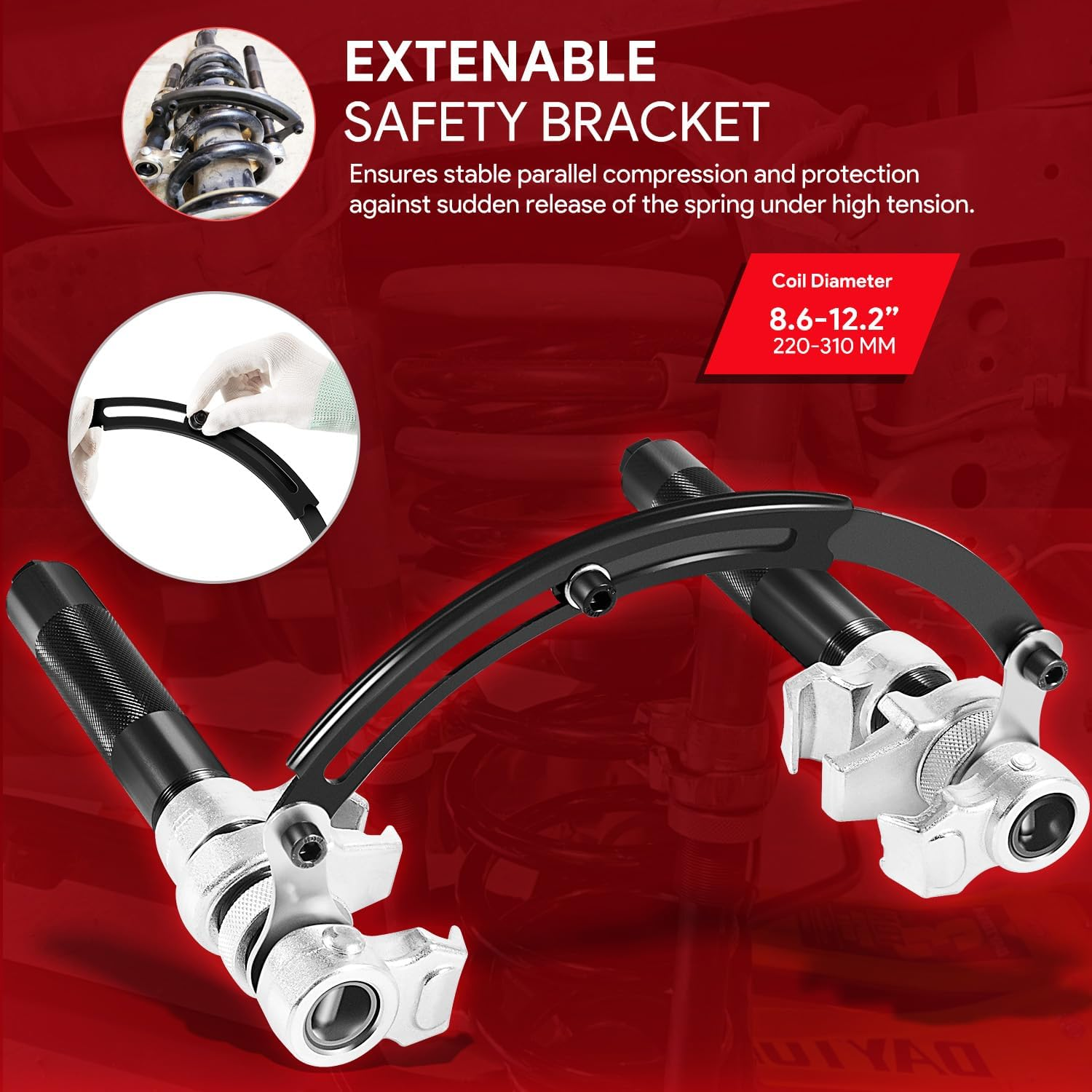 Upgrade Coil Spring Compressor Tool Automotive, Heavy Duty Macpherson Strut Spring Shock Absorber Compressor Set with Safety Jaws and Holder, Max Load.2645Lb for Car Motorcycle Truck ATV UTV image number 5