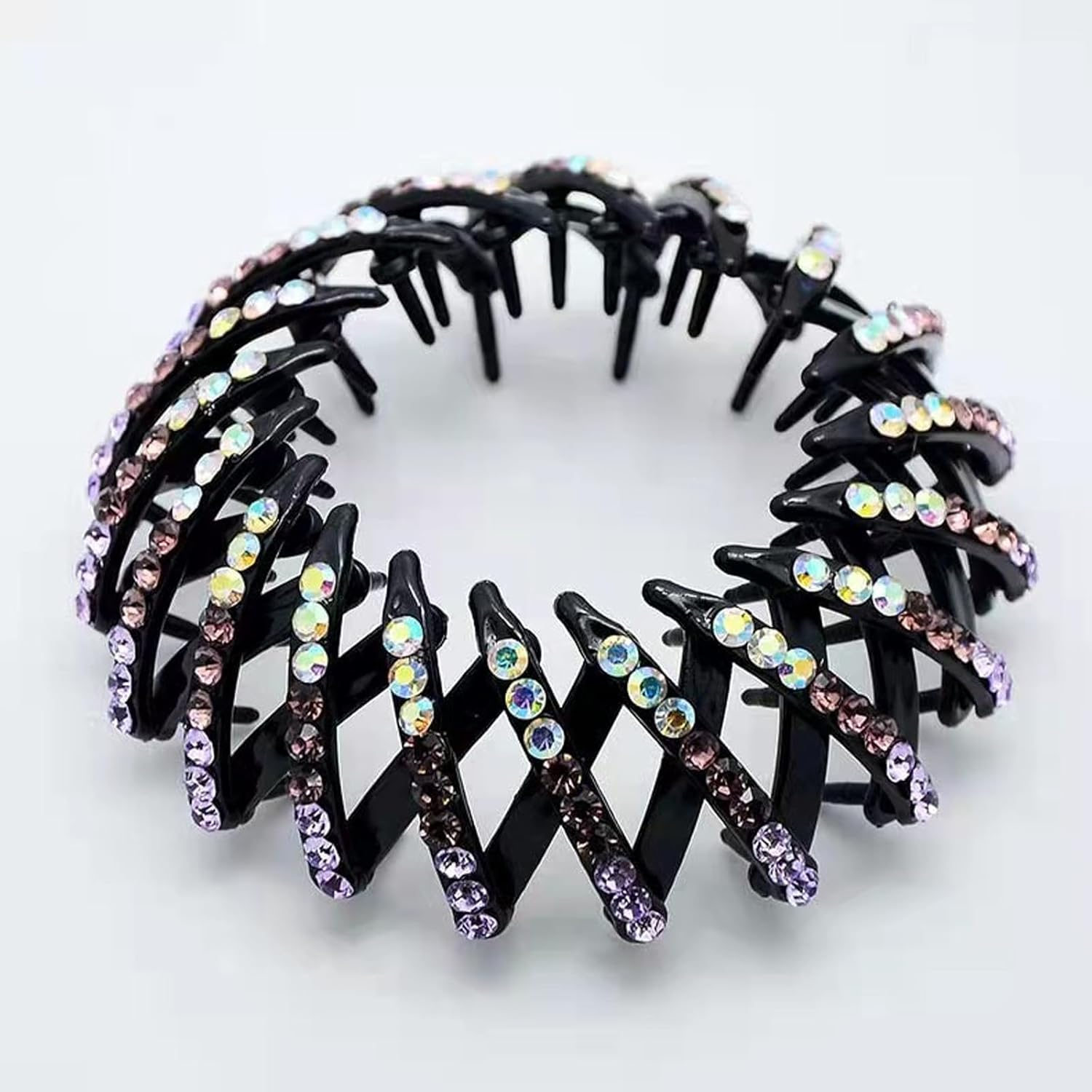 4 Pieces Vintage Bird Nest Hair Clips Rhinestone Expandable Bird Nest Hair Clips Geometric Extendable Hair Loops Ponytail Holder Clip for Girls and Women image number 1