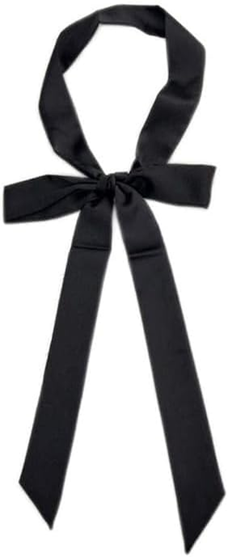 1PCS Black Long Scarf Silky Long Narrow Neckerchief Tie Ribbon Hair Scarf Waist Belt for Women Girls image number 1