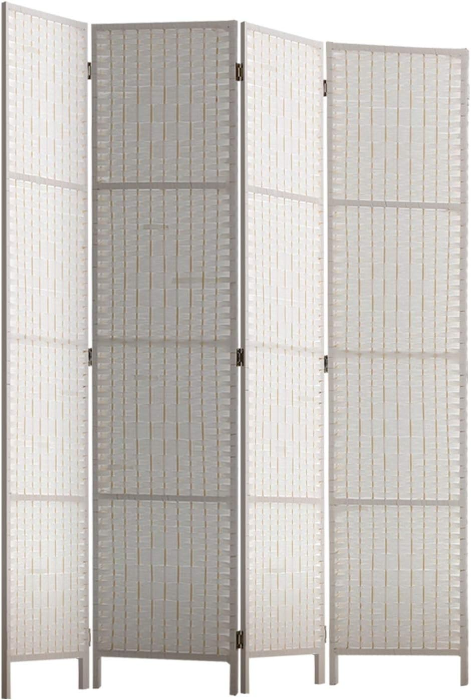 Artiss 4 Panel Room Divider, Folding Wooden Privacy Portable Screen Shelf Dividers Partition Wall Screens Home Pet Child Indoor Balcony Bedroom Furniture, Separator Water-Resistant White