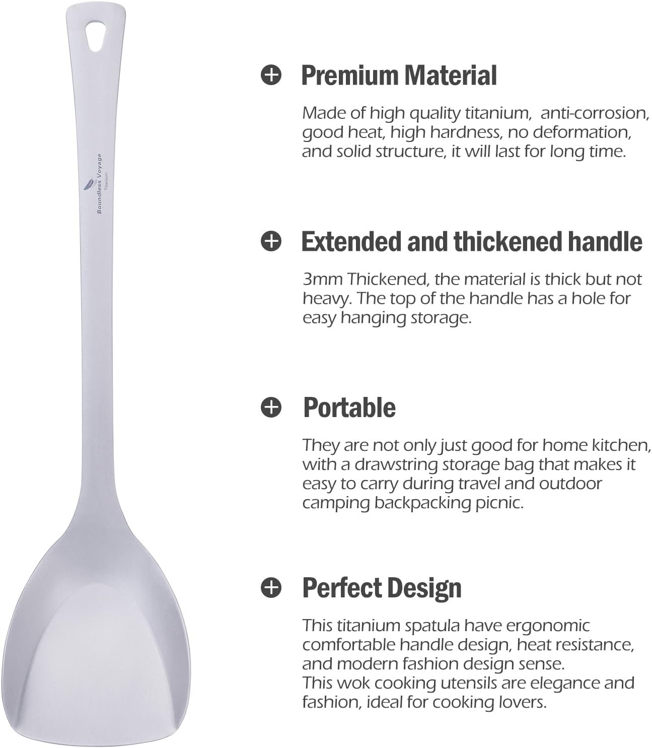 Boundless Voyage Titanium Spatula Food Turner Lightweight Food Grips Cooking Utensils for Home Outdoor Kitchen (Ti1073T) image number 3