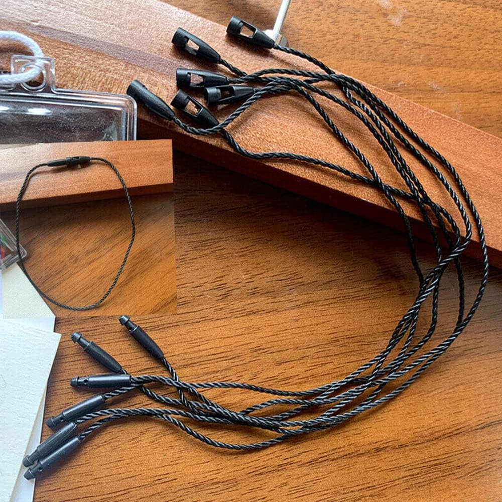 100Pcs Clothing Price Tag Bullet Head Hang Swing Tags Labeling String Lock Ties Twine (Black-20Cm) image number 1