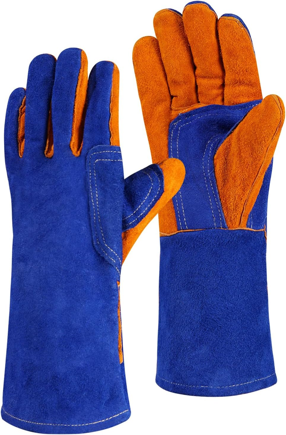 Leather MIG Welding Gloves - Heat Fire Resistant for Welding/Grilling/Bbq(Black/Brown/Blue)