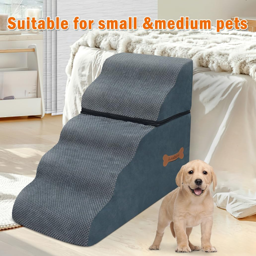 Anshine Dog Stairs, 5 Tiers for Bed, Car, Couch &ndash; Non-Slip Pet Ramp for Small & Large Dogs, Dog Steps for High Beds & Outdoor Steps Portable Pet Ramp for Safe Access image number 1