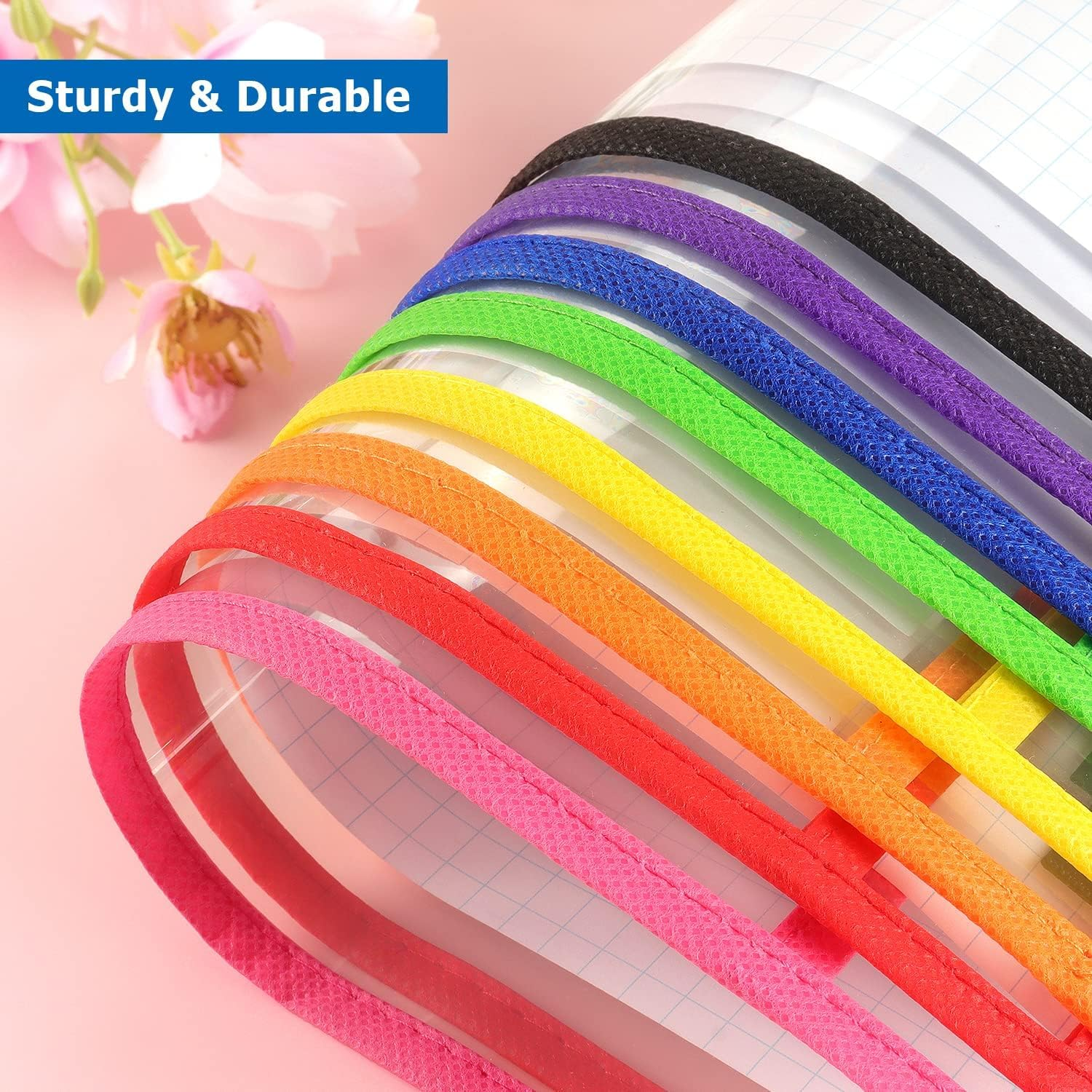 8 Pack Dry Erase Pockets Sleeves with Rings, 10 X 14 Inch Ticket Holders Clear Plastic Sleeves Sheet Protectors for Teacher Classroom Sleeves, 8 Assorted Colors image number 6