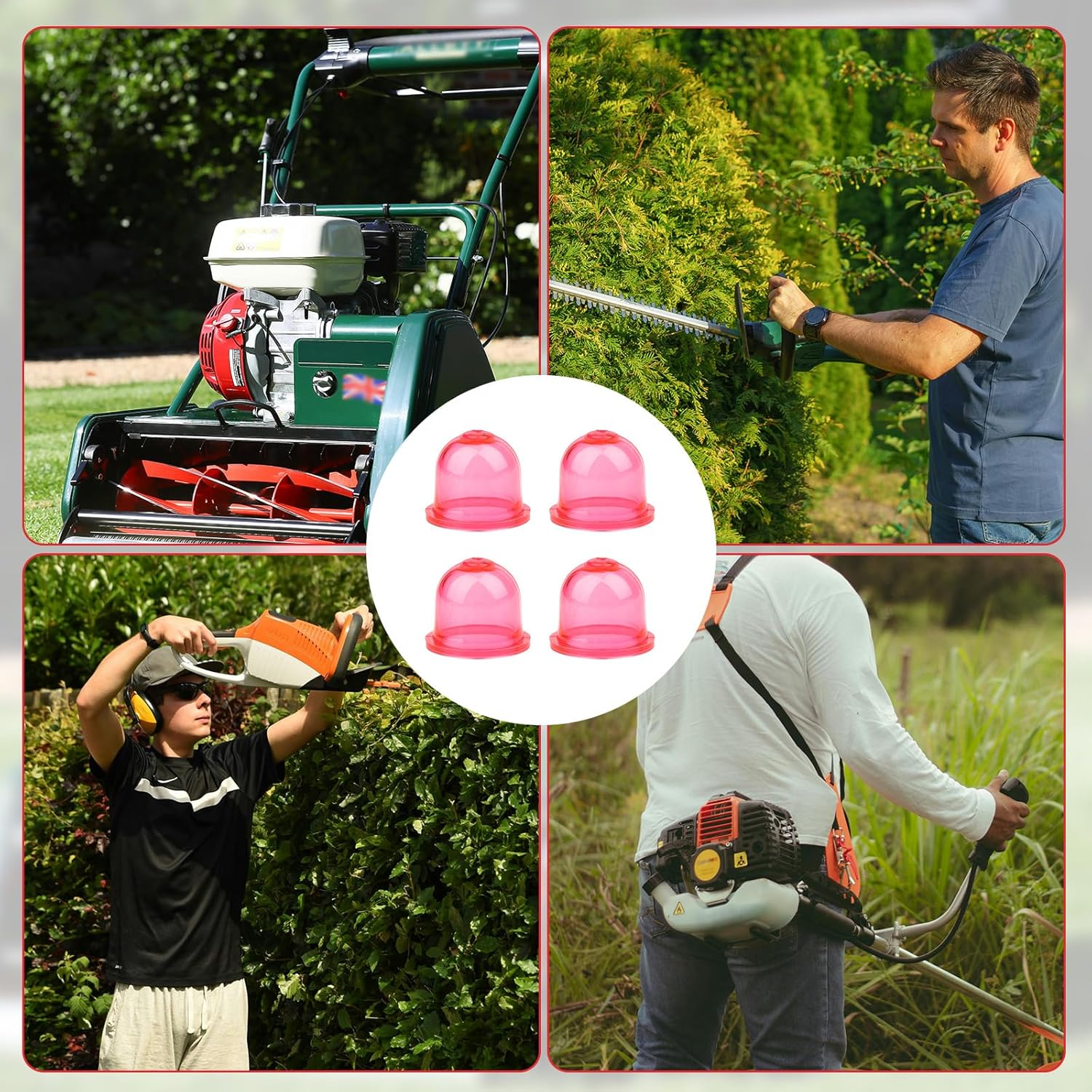 Gosknor 4Pcs Primer Bulb Replacement, Carburetor Primer Bulb for Small Engines Pump Bulb Fuel Primer Bulb for WALBRO Weedeater Chainsaw Trimmers Lawn Mowers Leaf Blowers (Red) image number 1