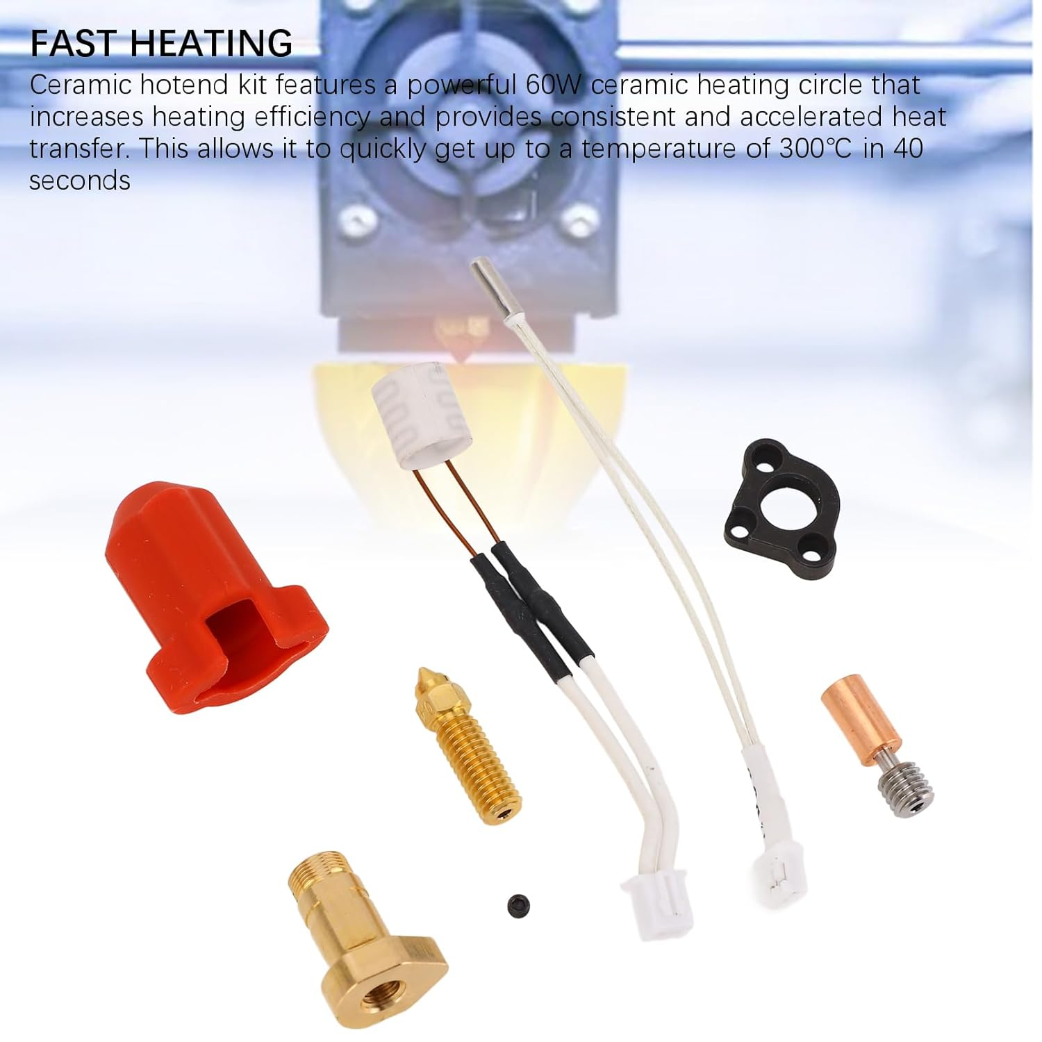 Ceramic Heating Block Hotend Kit for Ender-3 V3 KE Hotend Upgrades Kit,300℃ High Temperature Resistant, 600Mm/S High Speed Printing, All Metal High Thermal Conductivity image number 4