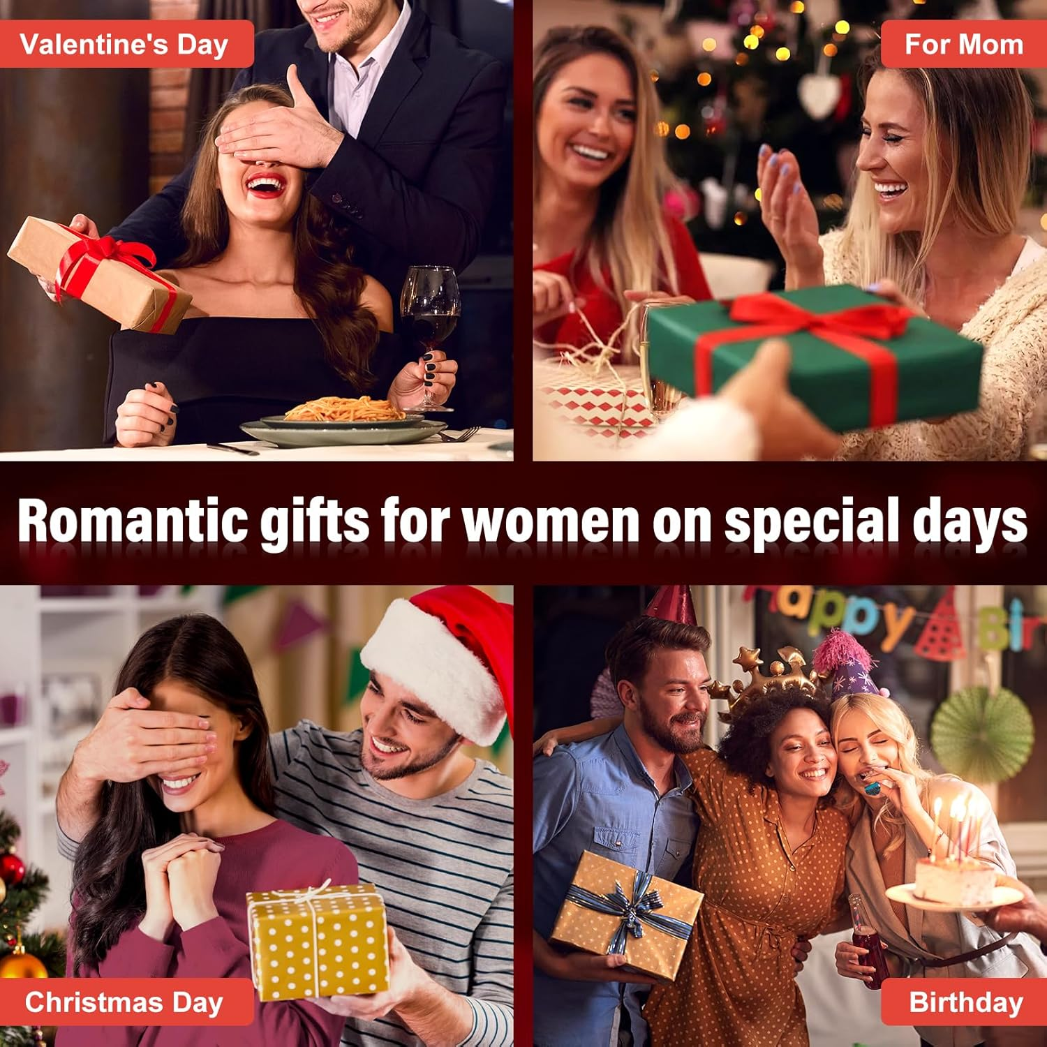 Preserved Red Real Rose with I Love You Necklace in 100 Languages, Eternal Flowers Rose Gifts for Mom Wife Girlfriend on Mothers Day Valentines Day Anniversary Christmas Birthday Gifts for Women image number 6