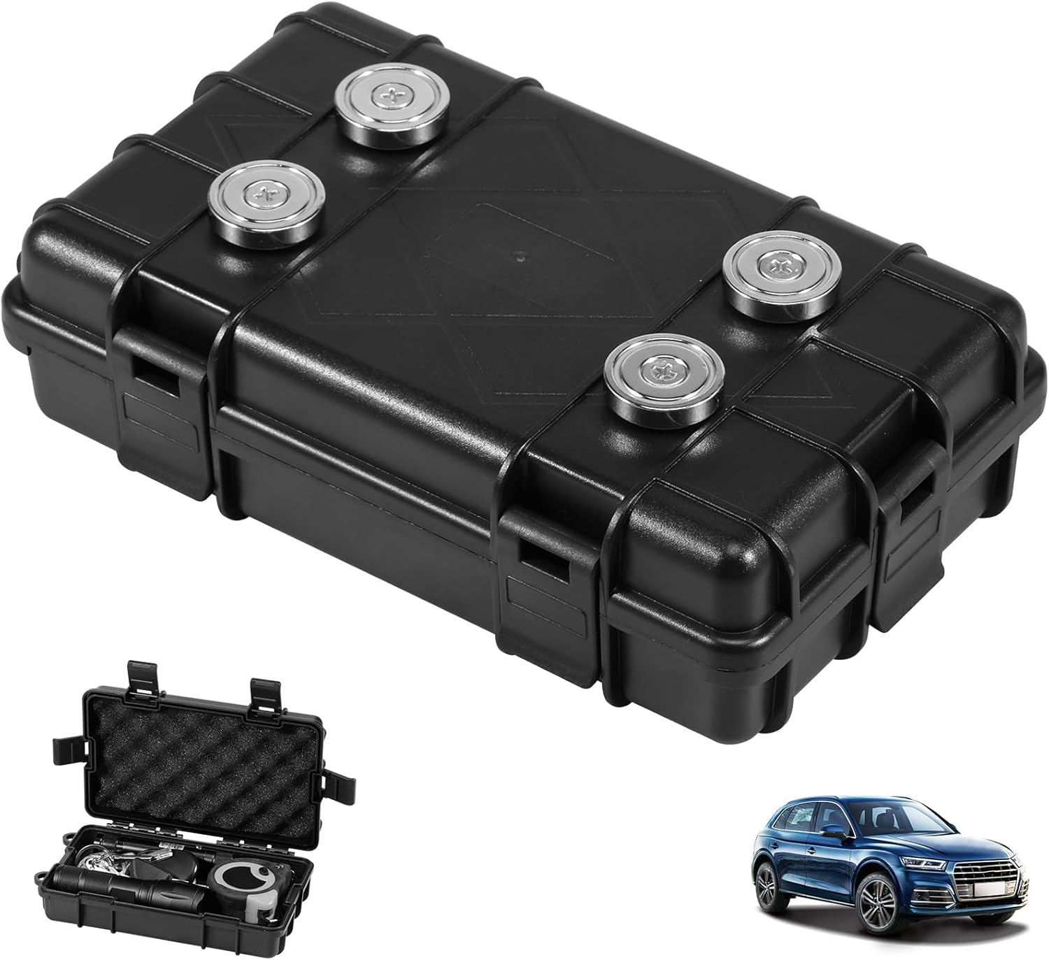 Magnetic Key Box under Car Vehicles, Hide a Key Magnetic under Car Key Holder Spare Key Hider, Waterproof Hidden Key Holder Case for Outdoor Travel, Magnet Key Box under Car image number 3