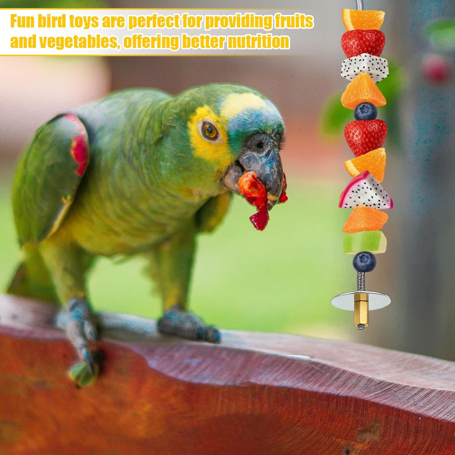 5PCS Bird Cage Food Holder with Hook, Parrot Fruit Vegetable Skewer, Stainless Steel Bird Feeder for Cages, Hanging Foraging Toy, Birds Cage Feeder Foraging Toy for Macaw Parakeet Parrot Budgie image number 4