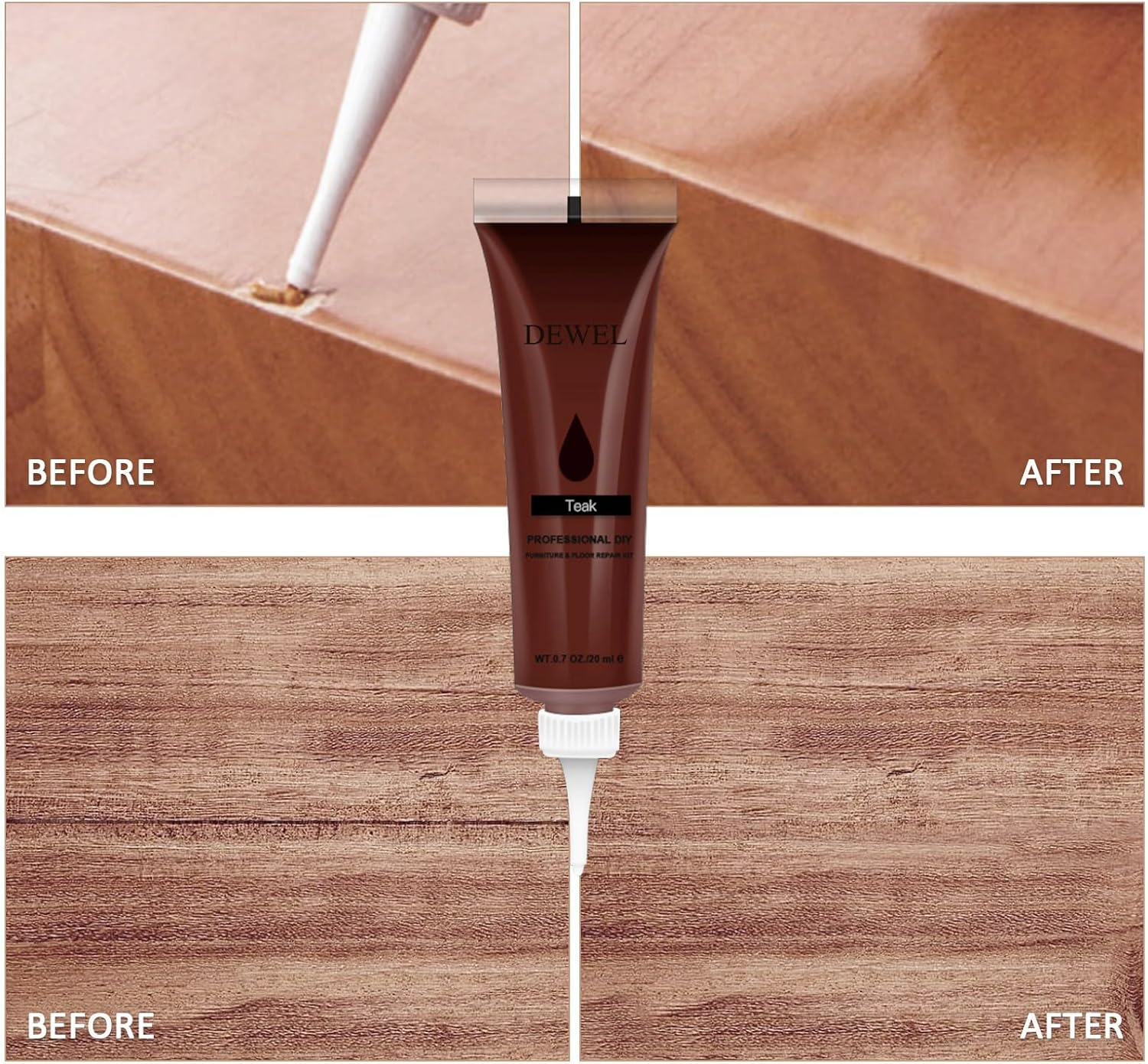 DEWEL Wood Furniture Repair Kit, 12 Colors Wood Fillers with Tools, Upgrade Furniture Fillers Touch up for Stains, Scratches, Wood Floors, Tables, Bedposts (Set of 16) image number 5