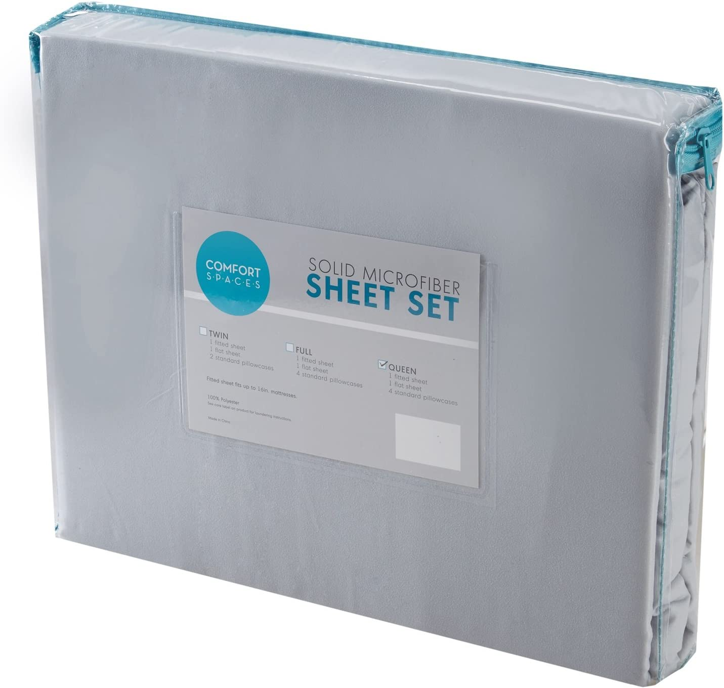 Comfort Spaces CS20-0121 Ultra Soft Hypoallergenic Microfiber 6 Piece Set, Wrinkle Fade Resistant Sheets with Pillow Cases Bedding, Queen, Light Gray image number 3