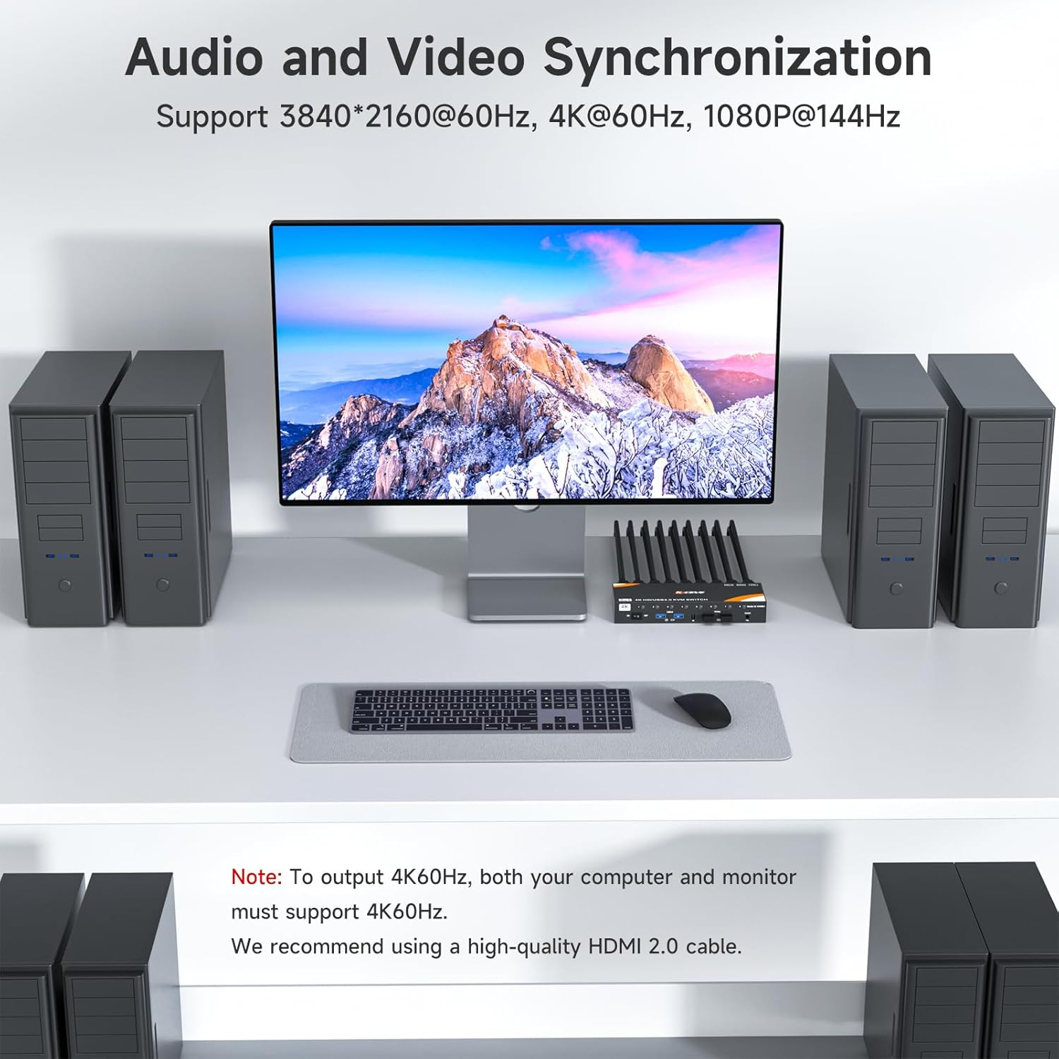 8 Port HDMI KVM Switch 8 Computers 4K@60Hz/1080P@144Hz USB 3.0 Hubs 8 in 1 Out for 8 Pcs Share 1 Monitor Keyboard Mouse Printer Scanner, Support Hotkey, Remote Control & TTL Controller image number 2