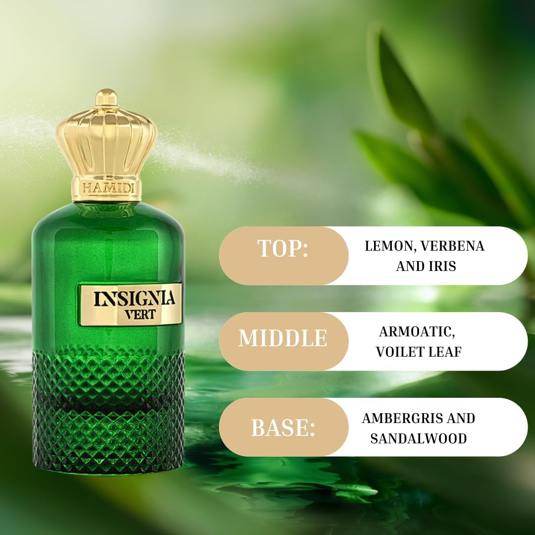 Hamidi INSIGNIA VERT EDP Spray 105ML (3.5 OZ) a Fresh & Elegant Fragrance Experience, Perfume for Women. image number 2