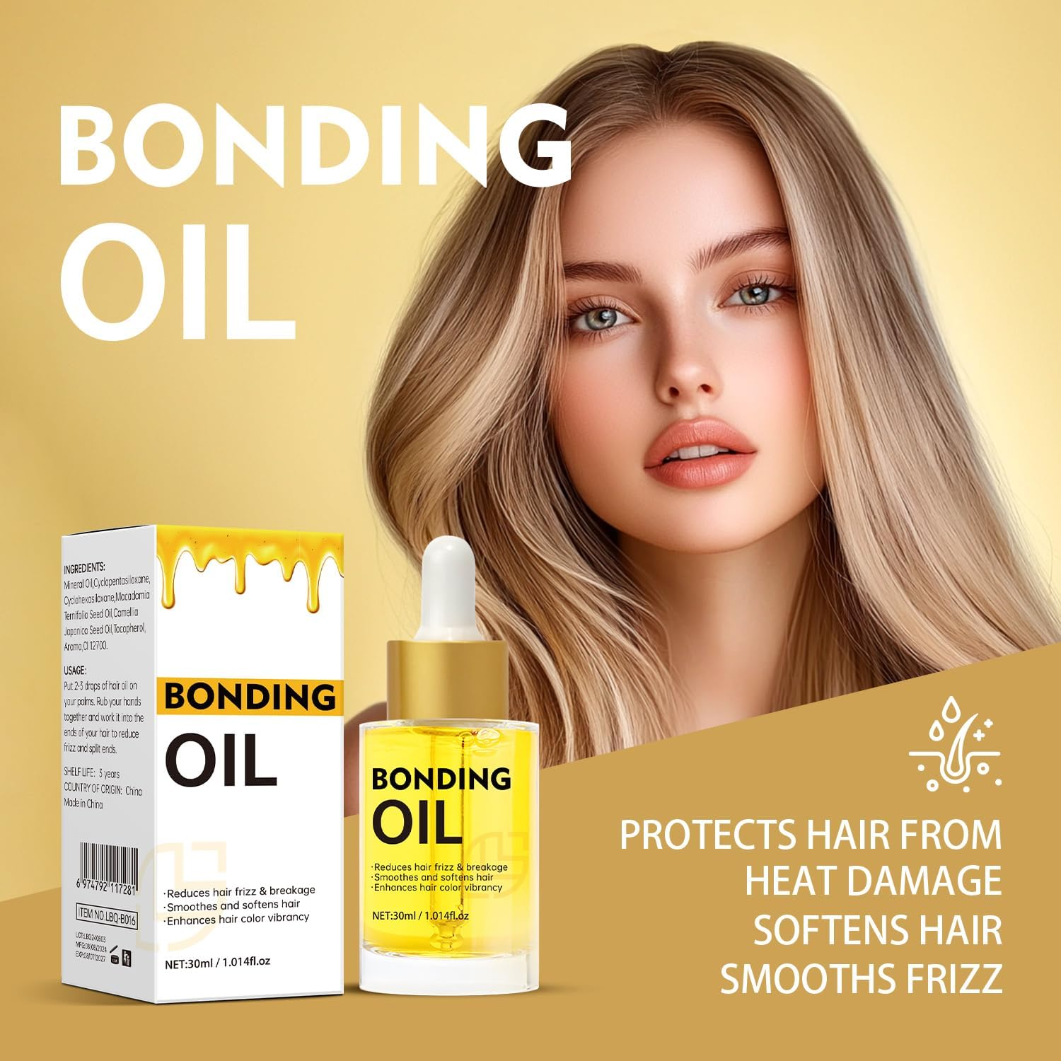Hair Bonding Oil, 30Ml, Heat Protection and Anti-Frizz Treatment for Dry and Damaged Hair image number 4