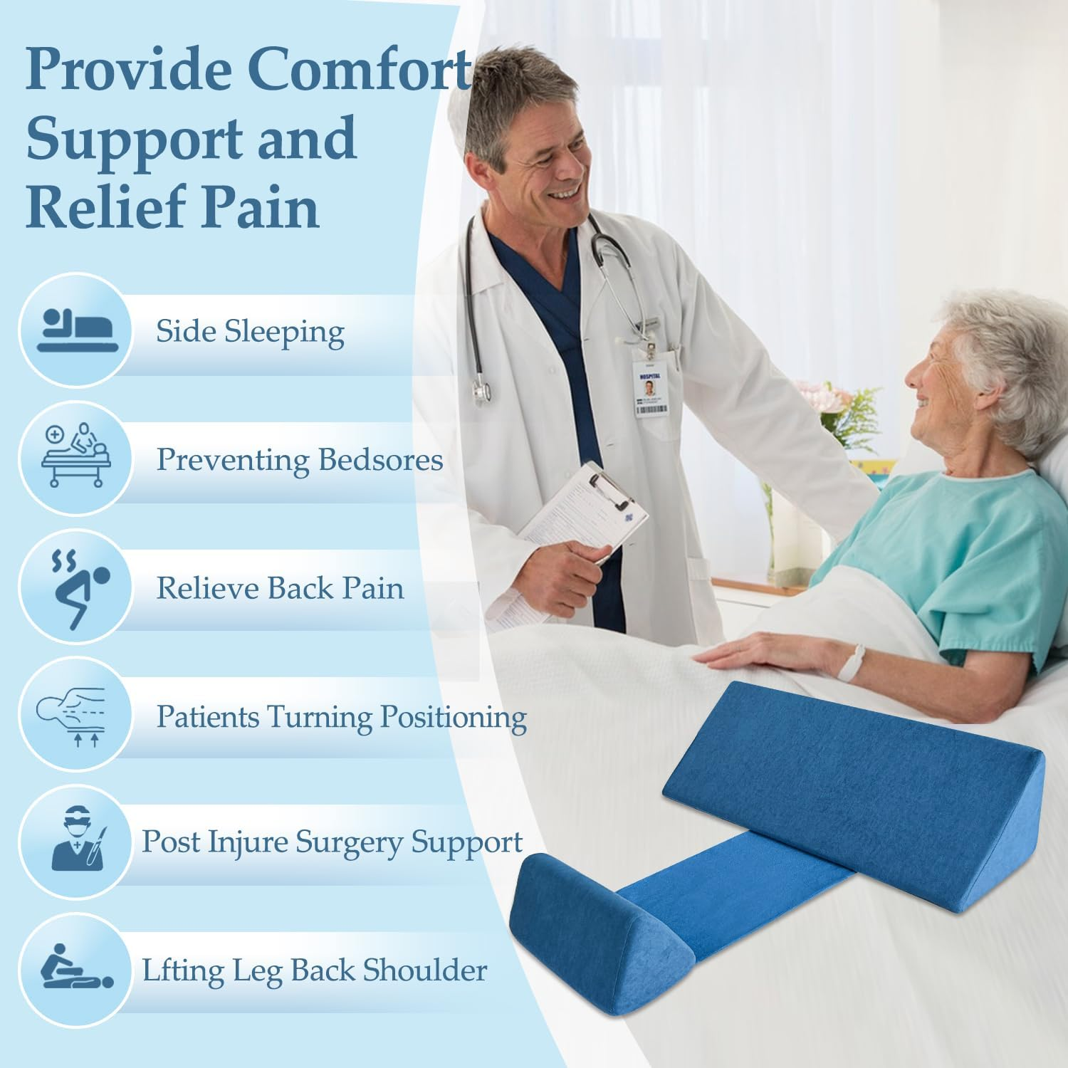 NEPPT Wedge Pillow Body Position Wedges Back Positioning Elevation Pillow Case Pregnancy Bedroom Eevated Body Alignment Ankle Support Pillow Leg Bolster (2-In-1) image number 6