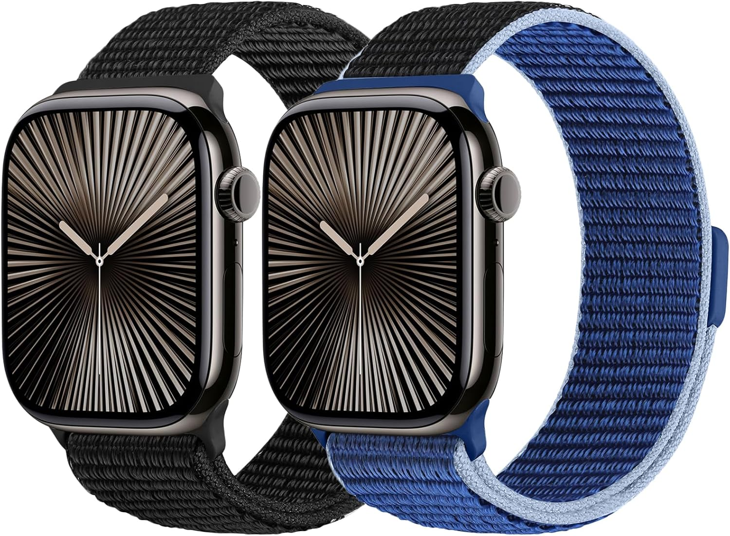 2 Pack Nylon Sport Bands Compatible with Apple Watch Bands 38Mm 40Mm 41Mm 42Mm 44Mm 45Mm 46Mm 49Mm for Women Men, Adjustable Replacement Band for Iwatch Series 10/9/8/7/6/5/4/3/2/1/SE 3/Ultra 3