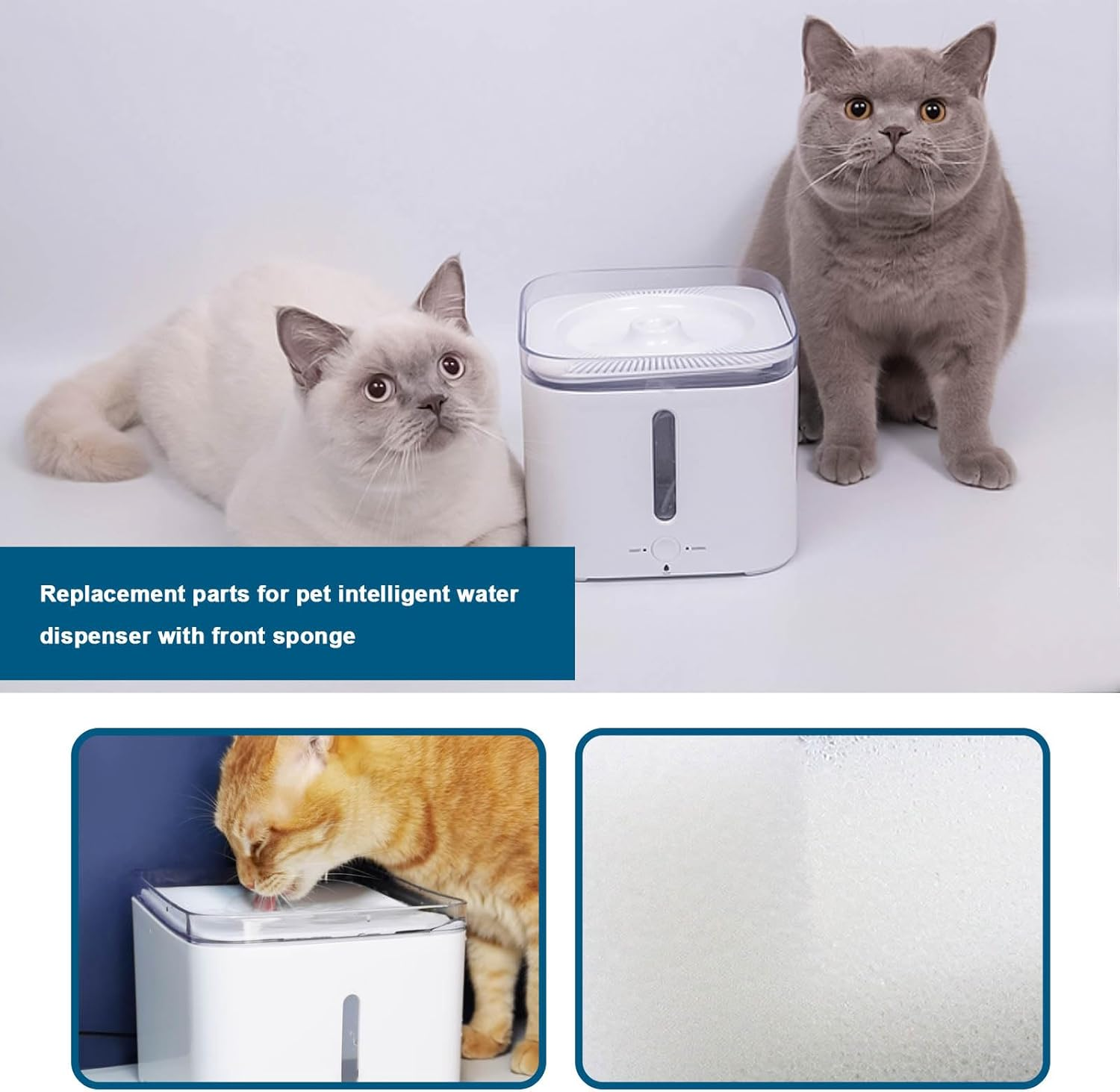 The Lord of the Tools Pack of 4 Foam Filter Replacement Sponge Filter for Pet Fountains Compatible with Petkit Smart Water Fountains, for Cats Dogs, Automatic Drinking Water Dispenser image number 2