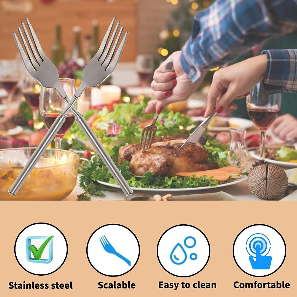 Stainless Steel Extendable Forks - BBQ & Dinner Forks, Extends to 25 Inch image number 4