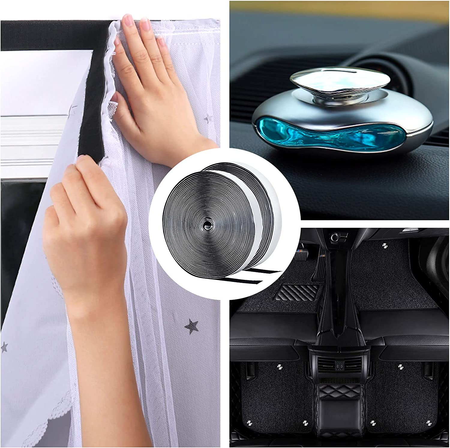 GWHOLE 2 Roll Self Adhesive Hook and Loop Fastener Tape Strips Tape Double Sided Sticky Back Strip Roll Fastening Mounting Tape, Total Length 32Ft (10M), Width 2 Cm - Black image number 3