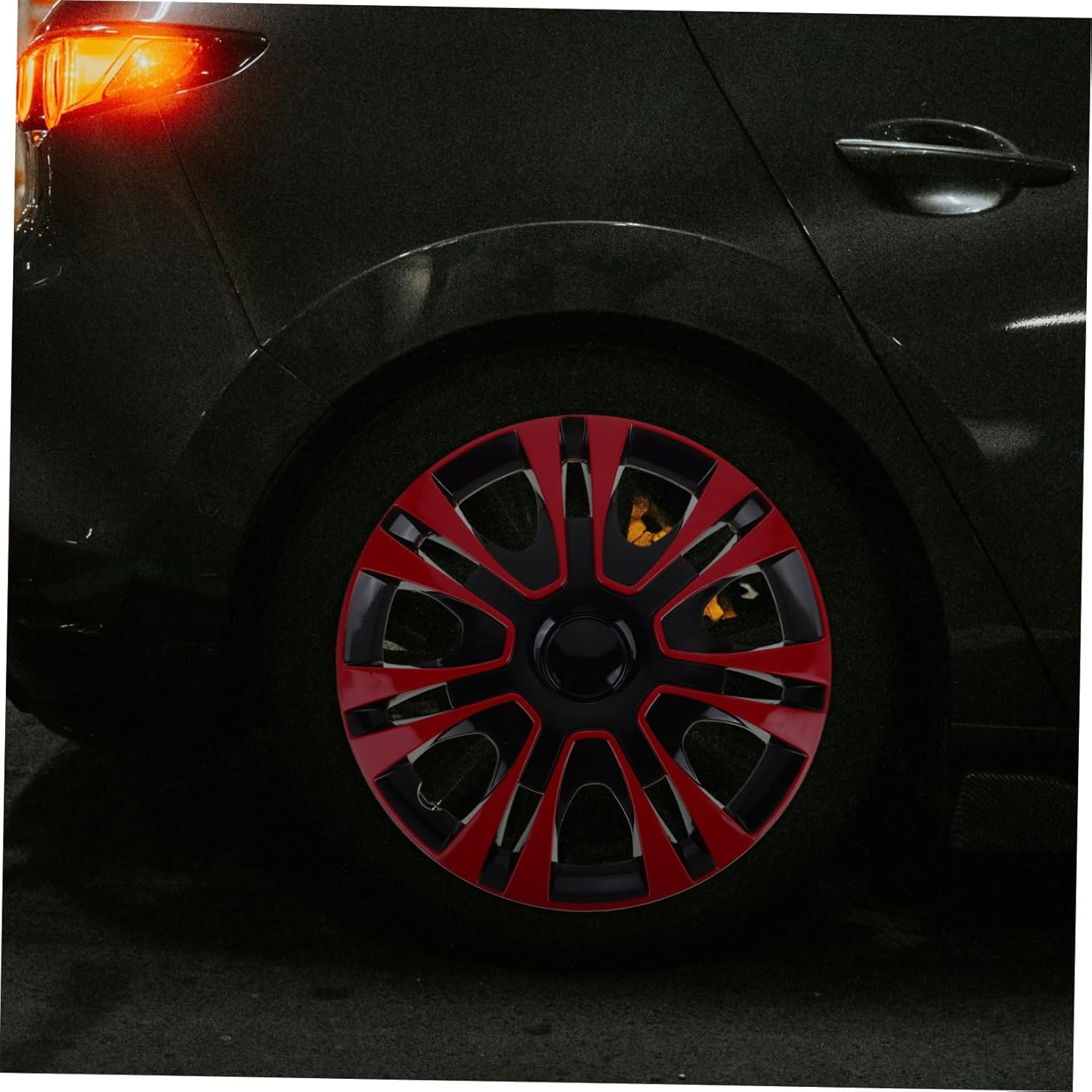 EXAOMBLE Wheel Cover for Car Durable Material Water Protection Easy Installation Stylish Red Rim Cap for Vehicle Accessories and Tire Protection image number 2
