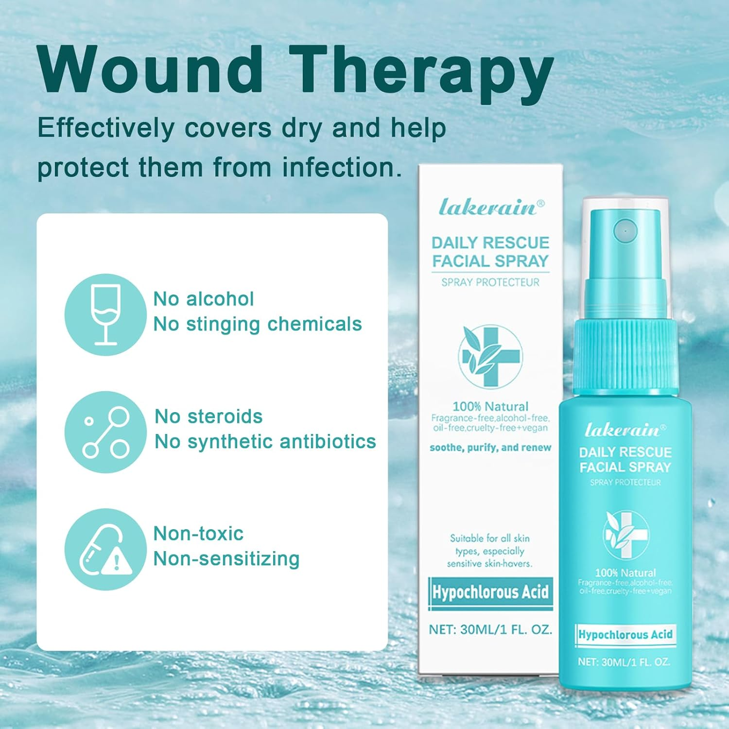 Hypochlorous Acid Face and Skin Spray,30Ml Soothing Facial Spray Face Toner, Hypochlorous Acid Spray for Red and Swollen Skin, Broken Skin Calming Emulsion for Sensitive Skin image number 6