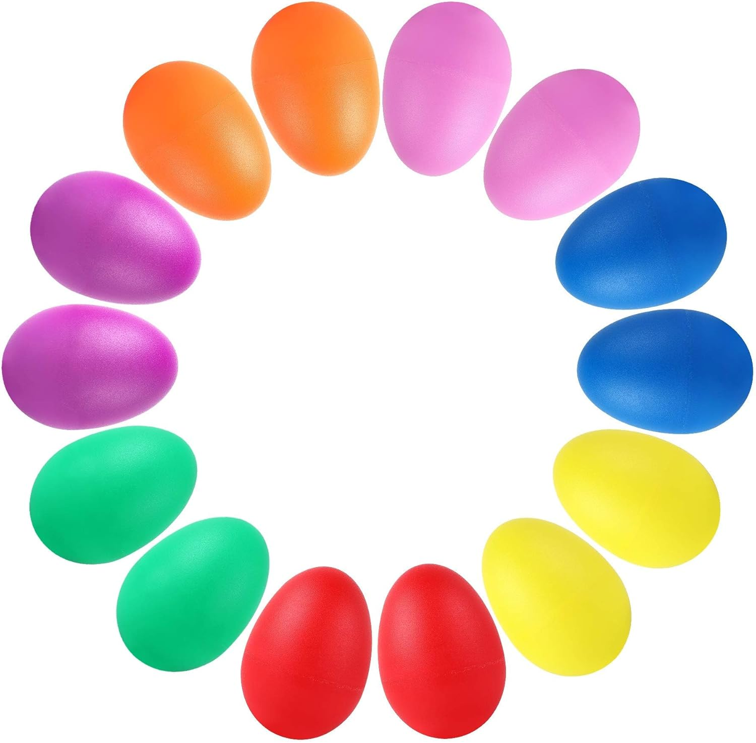 Augshy 14 PCS Plastic Egg Shakers Percussion Musical Egg Maracas Easter Egg Kids Toys (7 Colors) image number 3