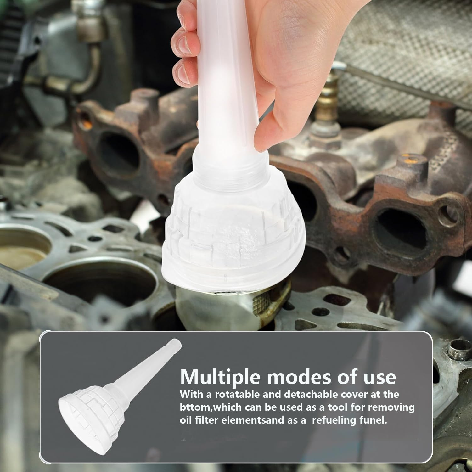 Oil Filter Removal Funnel Tool, Hands Free Automotive Oil Change Accessory, Universal for Most Cars and Trucks image number 5