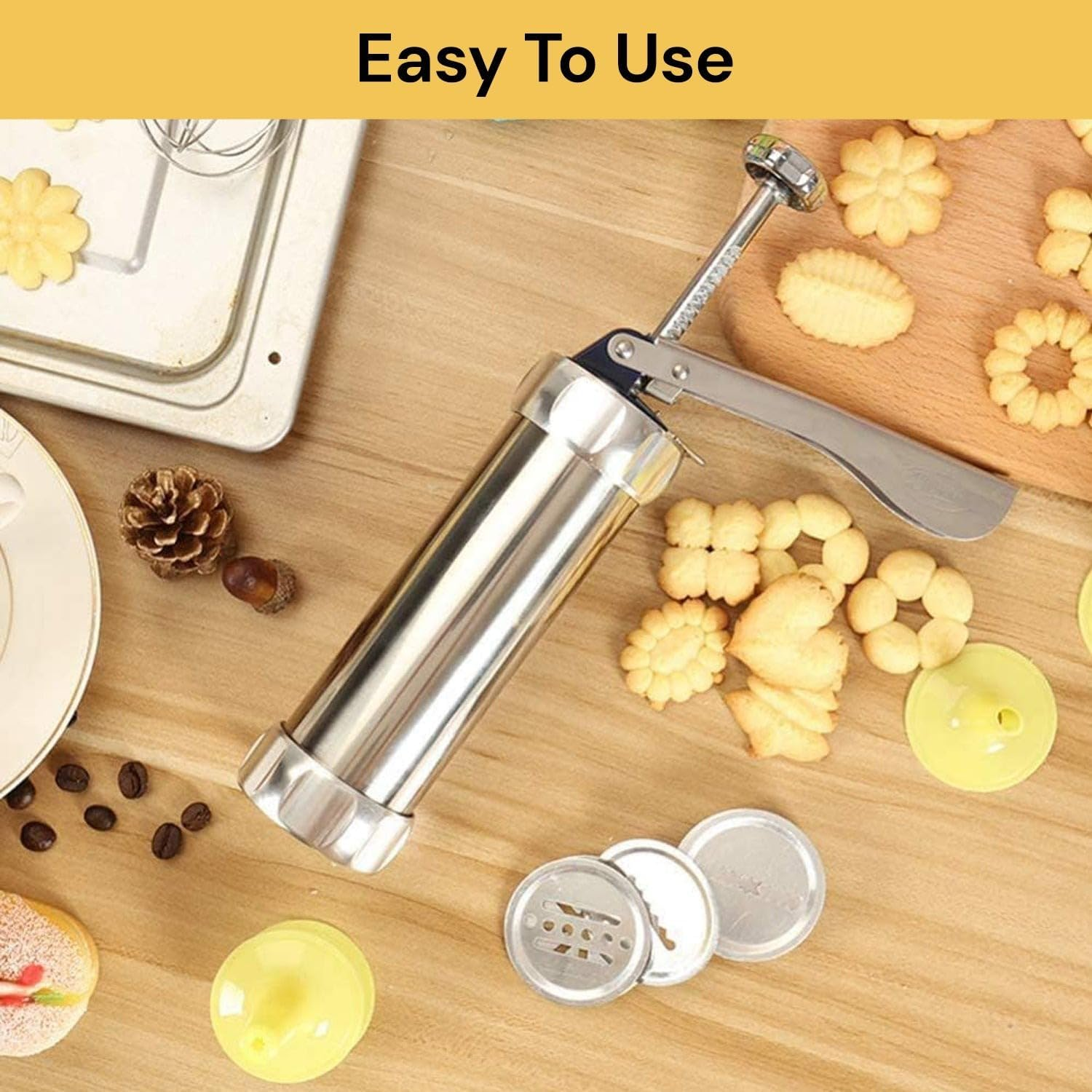 Cookie Press for Baking Aluminum Biscuit Press Cookie Gun Set with 20 Discs and 4 Icing Tips for DIY Biscuit Maker Cupcake Cake Decoration Dough Churro Maker - Cookies Machine Maker image number 5