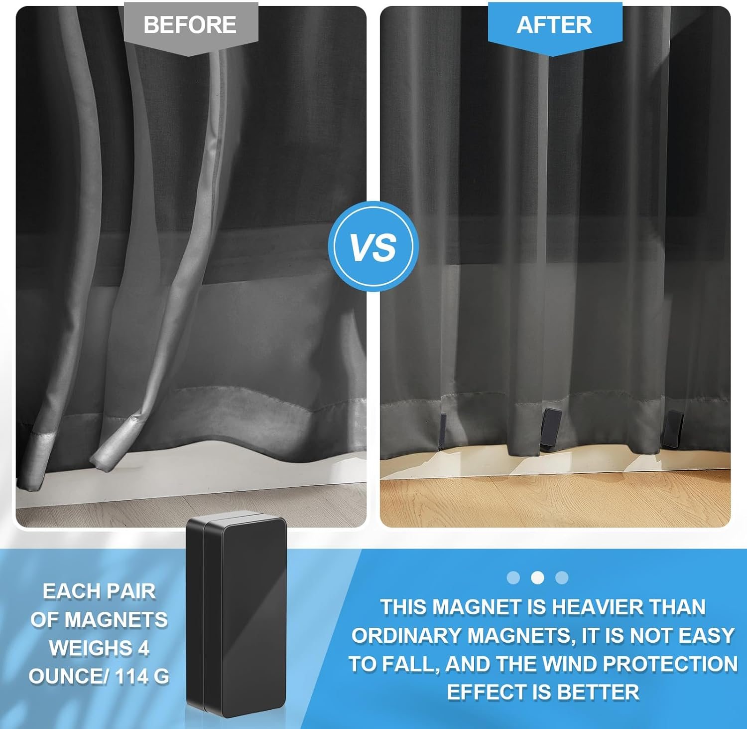 Copkim 40 Pieces Outdoor Curtain Weights Waterproof Magnetic Drapery Weights for Home Decor Bathroom, Shower, Liner, Flags Tablecloth to Stop Wind (Black)