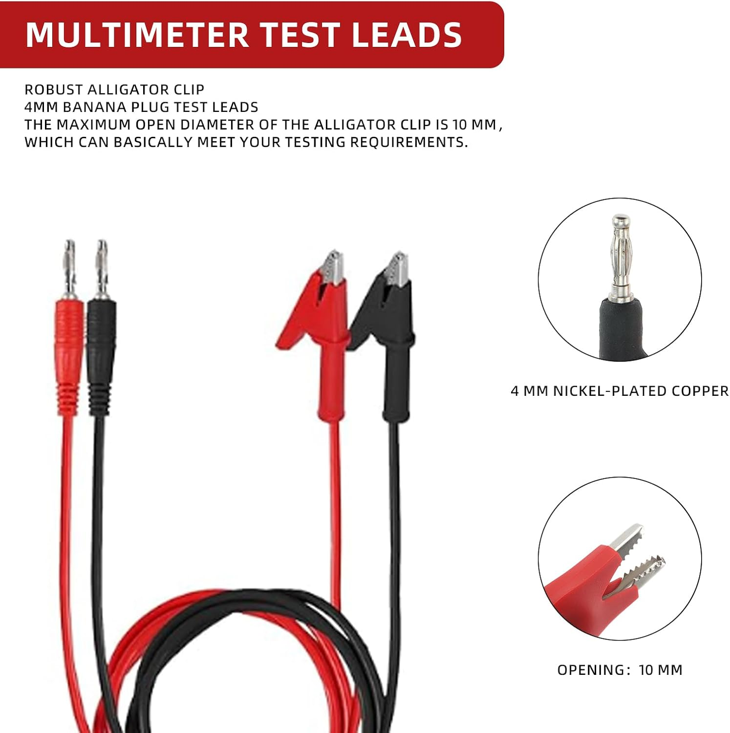 DIANN 2Pcs 4Mm Banana Plug to Alligator Clip Test Lead Cable Line Wire for Multi-Meter, Electrical Test Jumper Wire 100Cm/3.3Ft