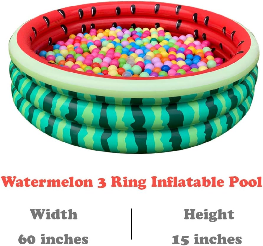 Kiddie Pool 5 Feet Watermelon Durable Inflatable Pool for Kids, Large Baby Pool Water Play Pool and Ball Pit for Indoor or Outdoor image number 2